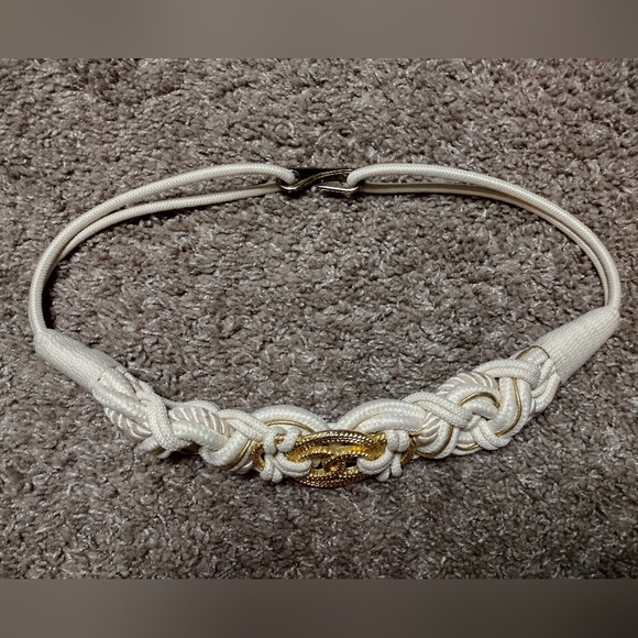 Vintage Cream and Gold Bungee Braided Cord Belt - Picture 3 of 8